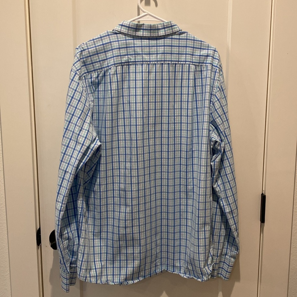 IZOD XL‎ Slim Fit Long Sleeve Button Down Shirt.  Plaid.  Blues/White.  Cotton - Picture 7 of 7